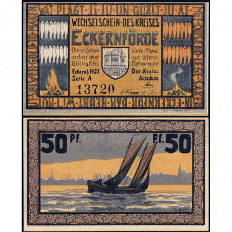 Allemagne - Notgeld - Eckernförde - 50 pfennig - Série A - 1921 - Etat : NEUF