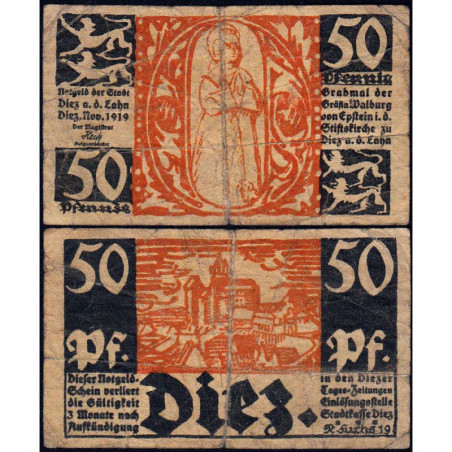Allemagne - Notgeld - Diez - 50 pfennig - 11/1919 - Etat : TB-