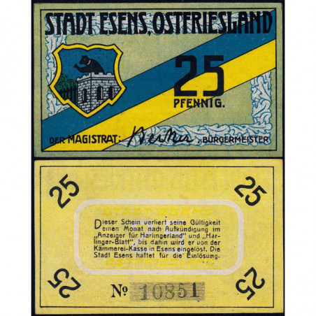 Allemagne - Notgeld - Esens - 25 pfennig - 1920 - Etat : NEUF