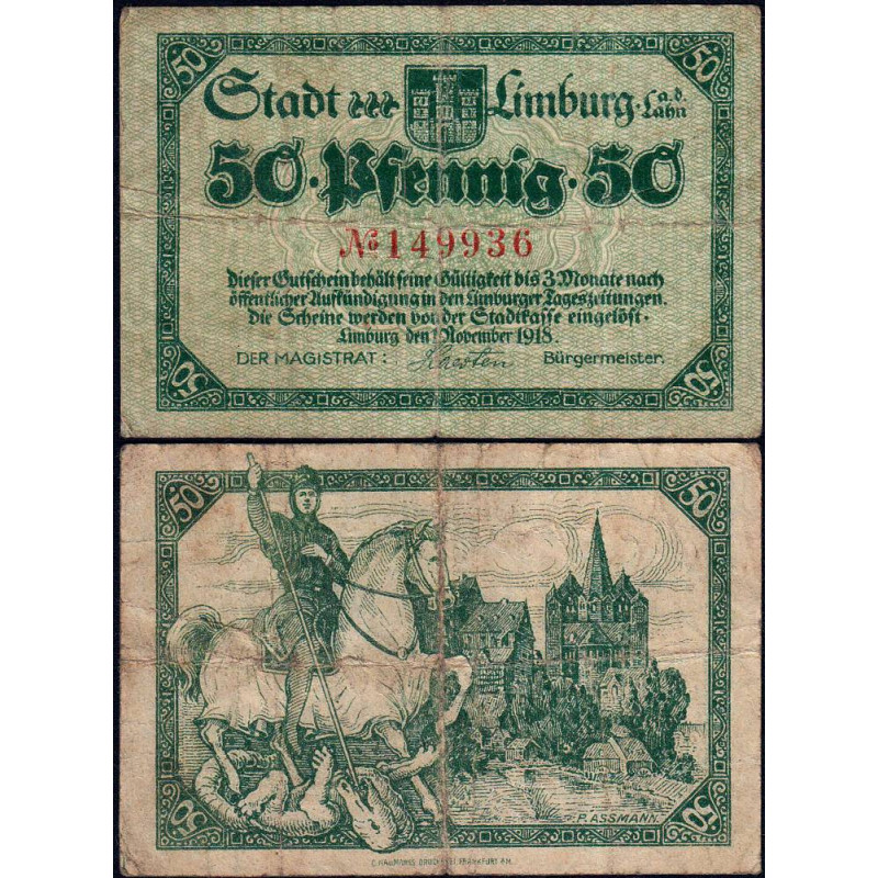 Allemagne - Notgeld - Limburg - 50 pfennig - 01/11/1918 - Etat : TB-