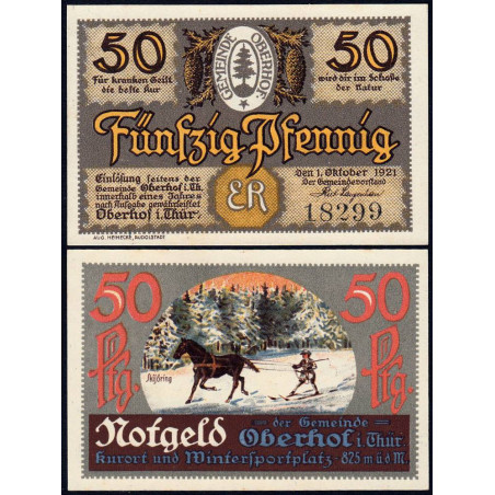 Allemagne - Notgeld - Oberhof - 50 pfennig - 01/10/1921 - Lettres ER - Etat : NEUF