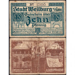 Allemagne - Notgeld - Weilburg - 10 pfennig - 09/1920 - Etat : TB+