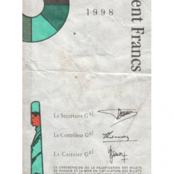 F 74-02 - 1998 - 100 francs - Cézanne - Série L - Etat : TB