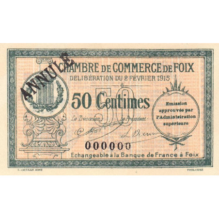 Foix - Pirot 59-9 - 50 centimes - 02/02/1915 - Annulé - Etat : NEUF