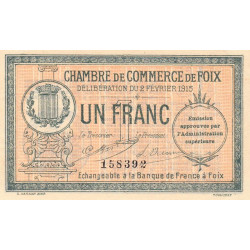 Foix - Pirot 59-10 variété - 1 franc - 02/02/1915 - Etat : SUP