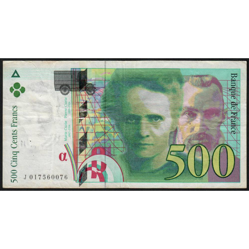 F 76-01 - 1994 - 500 francs - Pierre et Marie Curie - Série J - Etat : TB
