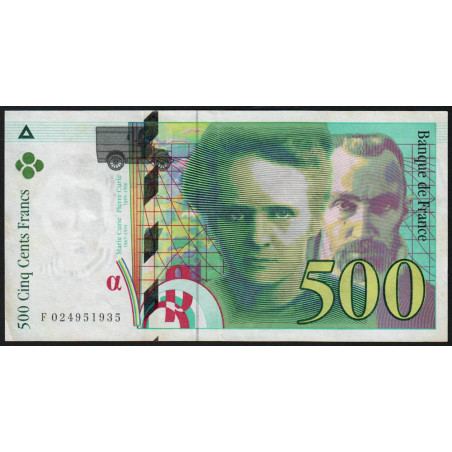 F 76-01 - 1994 - 500 francs - Pierre et Marie Curie - Série F - Etat : TTB+