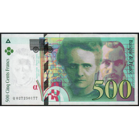 F 76-01 - 1994 - 500 francs - Pierre et Marie Curie - Série Q - Etat : SUP+