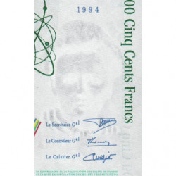 F 76-01 - 1994 - 500 francs - Pierre et Marie Curie - Série Q - Etat : SPL