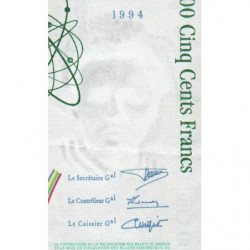 F 76-01 - 1994 - 500 francs - Pierre et Marie Curie - Série P - Etat : SUP