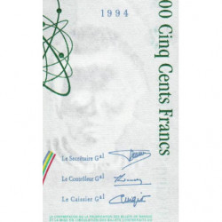 F 76-01 - 1994 - 500 francs - Pierre et Marie Curie - Série N - Etat : TTB+