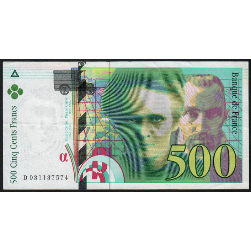F 76-02 - 1995 - 500 francs - Pierre et Marie Curie - Série D - Etat : SUP