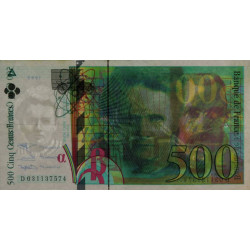 F 76-02 - 1995 - 500 francs - Pierre et Marie Curie - Série D - Etat : SUP