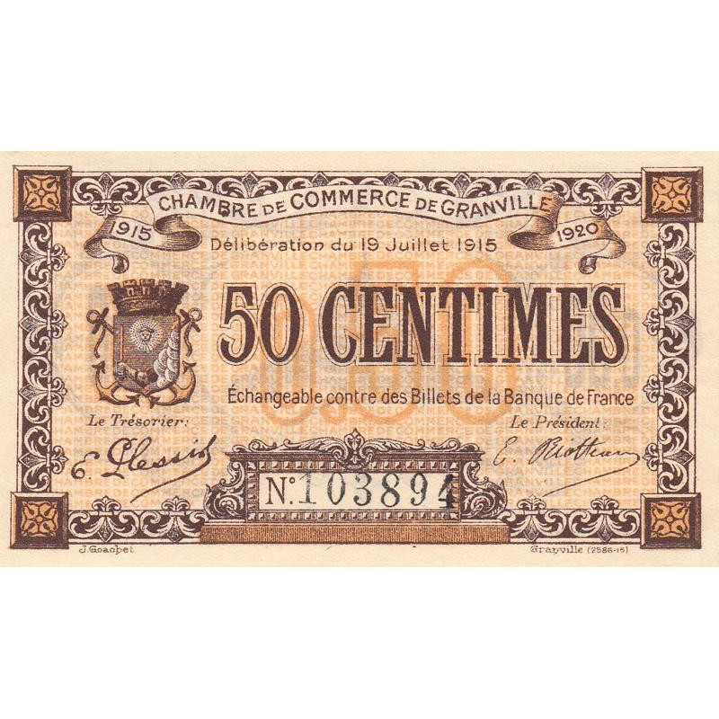 Granville - Pirot 60-1 - 50 centimes - 19/07/1915 - Etat : NEUF