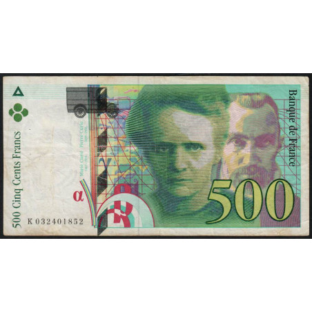 F 76-02 - 1995 - 500 francs - Pierre et Marie Curie - Série K - Etat : TB-