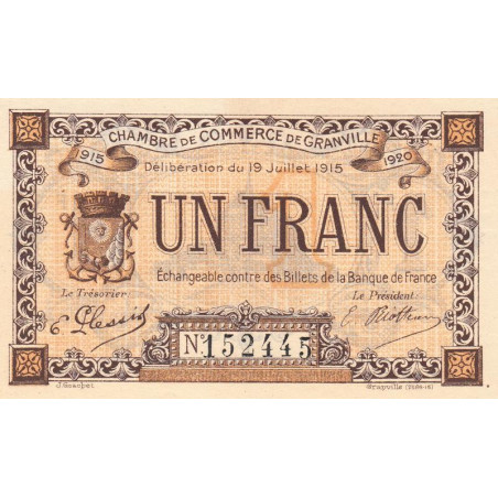 Granville - Pirot 60-4 - 1 franc - 19/07/1915 - Etat : NEUF