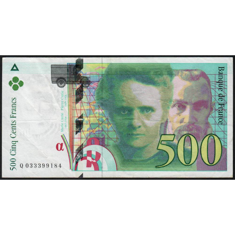 F 76-02 - 1995 - 500 francs - Pierre et Marie Curie - Série Q - Etat : TB+