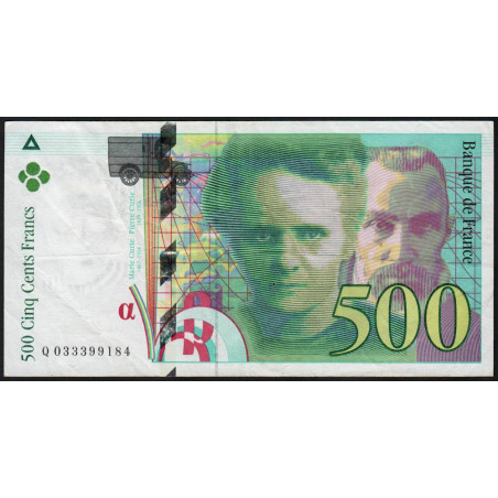 F 76-02 - 1995 - 500 francs - Pierre et Marie Curie - Série Q - Etat : TB+