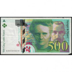 F 76-02 - 1995 - 500 francs - Pierre et Marie Curie - Série K - Etat : TB-