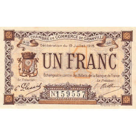 Granville - Pirot 60-4 - 1 franc - 19/07/1915 - Etat : SUP+