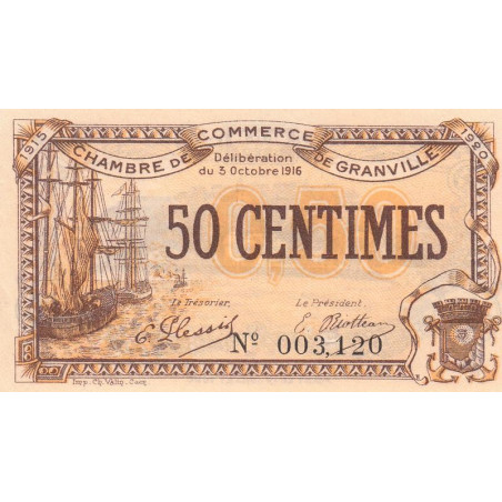 Granville - Pirot 60-7 - 50 centimes - 03/10/1916 - Etat : SUP+