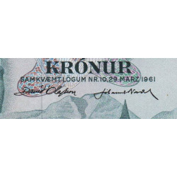 Islande - Pick 44a_7 - 100 kronur - Série DA - Loi 1961 (1965) - Etat : SUP+