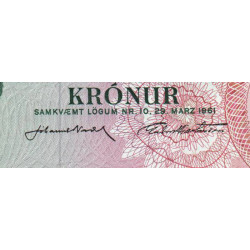 Islande - Pick 45a_7 - 500 kronur - Série F - Loi 1961 (1968) - Etat : SPL