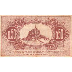 Granville & Cherbourg - Pirot 61-1 - 50 centimes - Série B - 06/02/1920 - Etat : TB