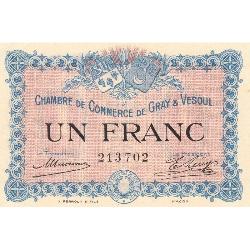 Gray & Vesoul - Pirot 62-3 - 1 franc - 1915 - Etat : SUP+
