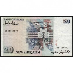 Israël - Pick 54c - 20 nouveaux sheqalim - 1993 - Etat : TTB