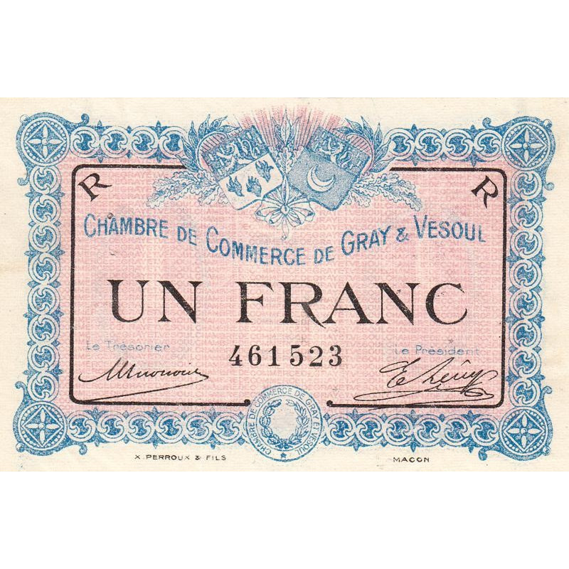 Gray & Vesoul - Pirot 62-9 - 1 franc - 1915 - Etat : SUP