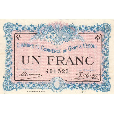 Gray & Vesoul - Pirot 62-9 - 1 franc - 1915 - Etat : SUP