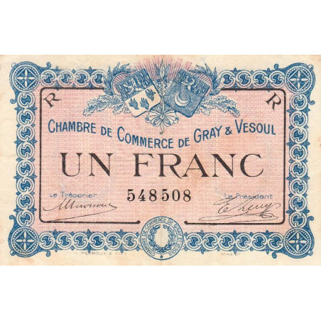 Gray & Vesoul - Pirot 62-9 - 1 franc - 1915 - Etat : TB+