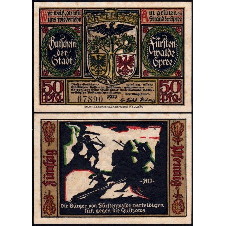 Allemagne - Notgeld - Fürstenwalde - 50 pfennig - Type 2 - 1921 - Etat : SUP