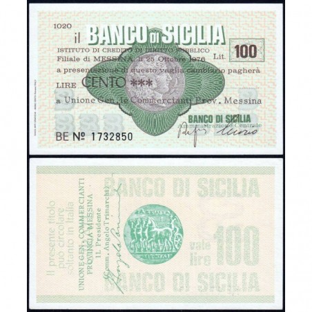 Italie - Miniassegni - Il Banco di Sicilia - 100 lire - 25/10/1976 - Etat : NEUF