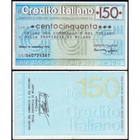 Italie - Miniassegni - Il Credito Italiano - 150 lire - 16/09/1976 - Etat : SUP+