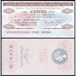 Italie - Miniassegni - L'Istituto Centrale delle Banche Popolari Italiane - 100 lire - 13/12/1976 - Etat : NEUF