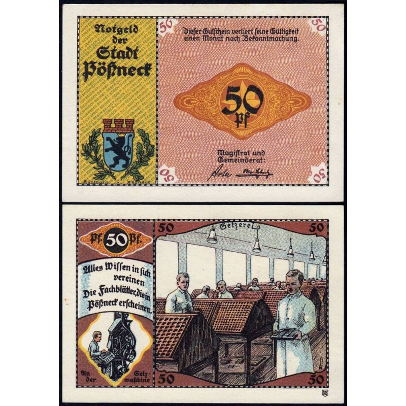 Allemagne - Notgeld - Pössneck - 50 pfennig - 1921 - Etat : pr.NEUF