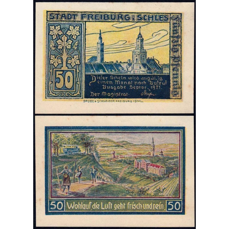 Pologne - Notgeld - Freiburg (Swiebodzice) - 50 pfennig - 09/1921 - Etat : SPL