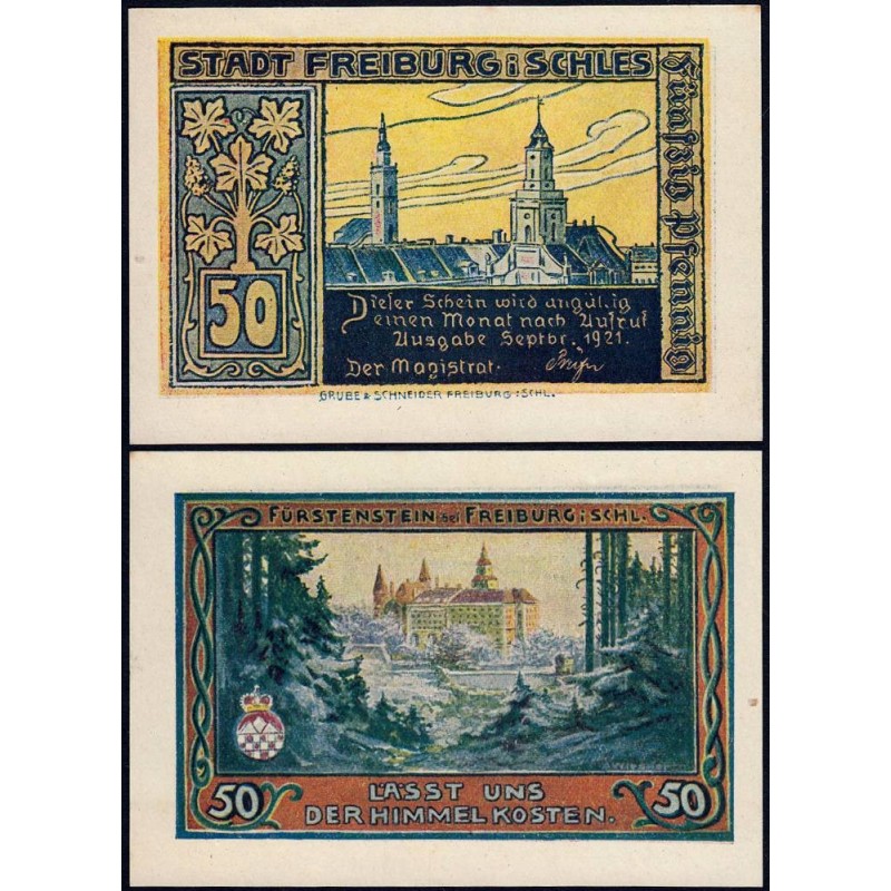Pologne - Notgeld - Freiburg (Swiebodzice) - 50 pfennig - 09/1921 - Etat : NEUF