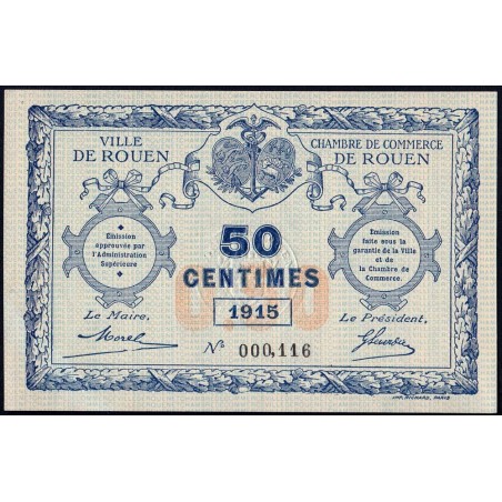 Rouen - Pirot 110-7 - 50 centimes - 1915 - Petit numéro - Etat : NEUF