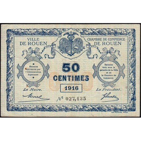 Rouen - Pirot 110-18 - 50 centimes - 1916 - Etat : TB+