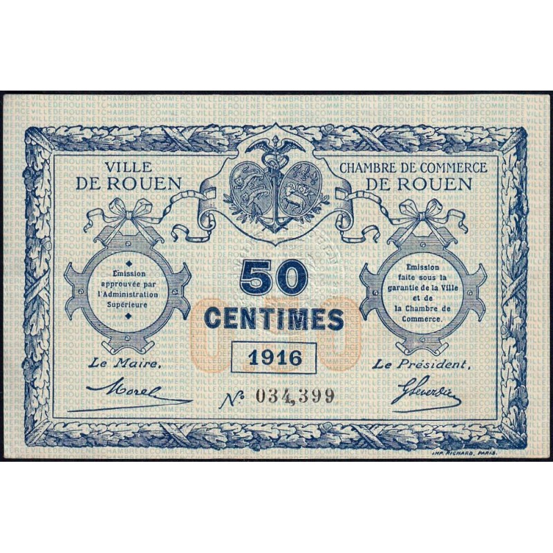 Rouen - Pirot 110-18 - 50 centimes - 1916 - Etat : SUP