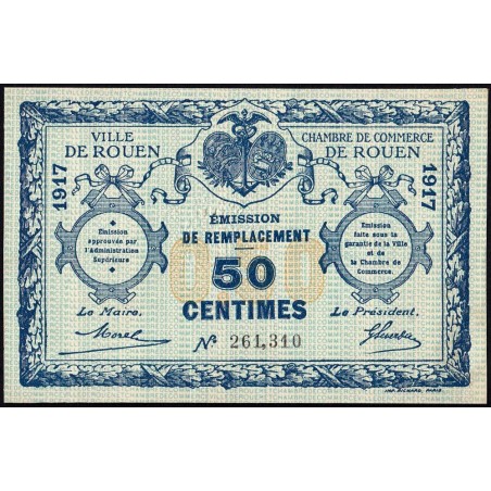 Rouen - Pirot 110-28 - 50 centimes - 1917 - Etat : SUP+