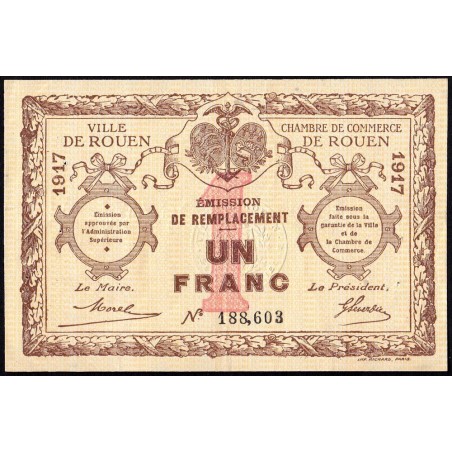 Rouen - Pirot 110-30 - 1 franc- 1917 - Etat : TTB