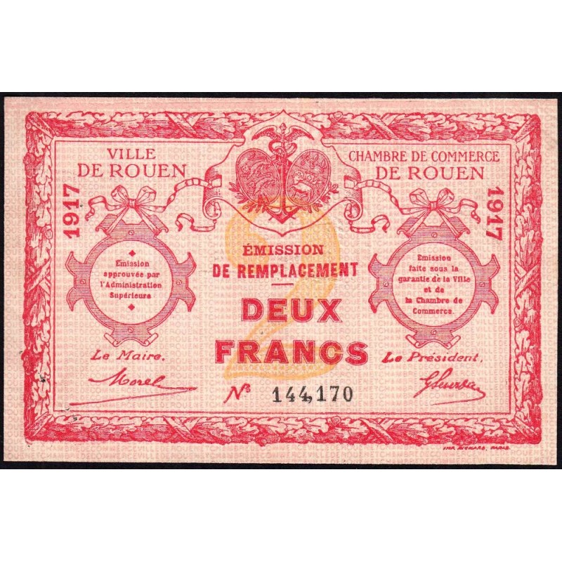 Rouen - Pirot 110-32 - 2 francs - 1917 - Etat : TTB
