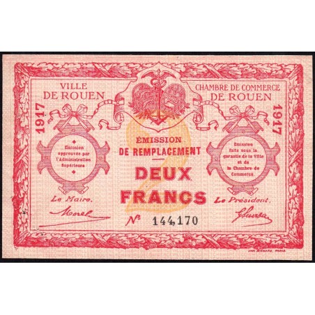 Rouen - Pirot 110-32 - 2 francs - 1917 - Etat : TTB