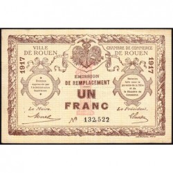 Rouen - Pirot 110-35 - 1 franc - 1917 - Signature tronquée - Etat : TTB+