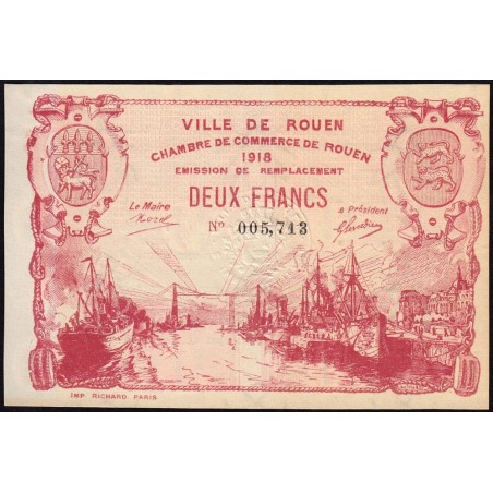 Rouen - Pirot 110-45 - 2 francs - 1918 - Etat : SPL