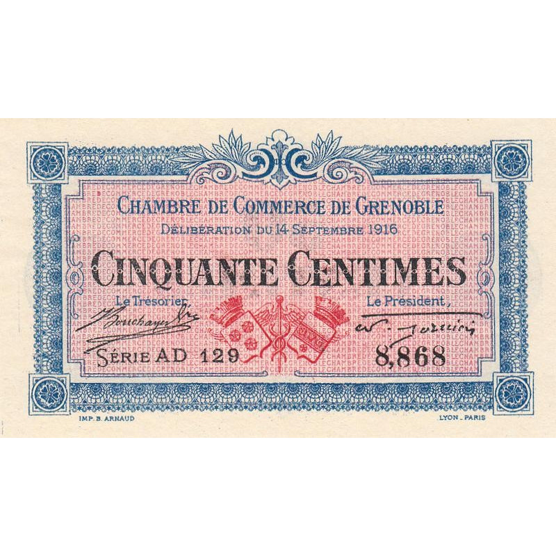 Grenoble - Pirot 63-4 - 50 centimes - Série AD 129 - 14/09/1916 - Etat : SPL+